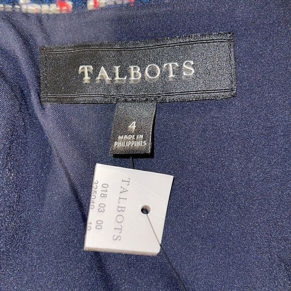 TALBOTS Boucle Navy White, Blue & Red Wrap Skirt With Slit - Picture 15 of 16